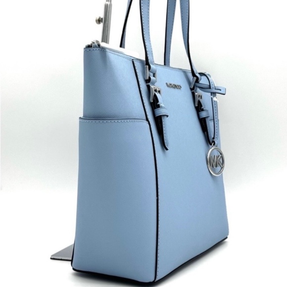 Michael Kors Lg Charlotte Blue Tote Bag - Picture 5 of 12